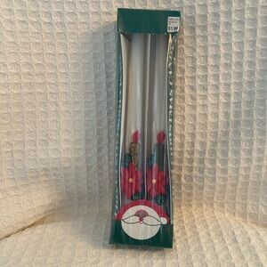 Vintage Woolworth Store Christmas Taper Candles With Poinsettia & Candle Design